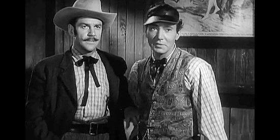 Ted Hecht (right) as Blackie, the gambler Tom Horn accuses of dealing from the bottom of the deck in Bad Men of Tombstone (1949)