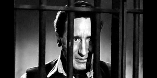 Victor Jory as Buckskin Bill, scheming to get out of jail and lure Wellington into a trap in Shut My Big Mouth (1942)