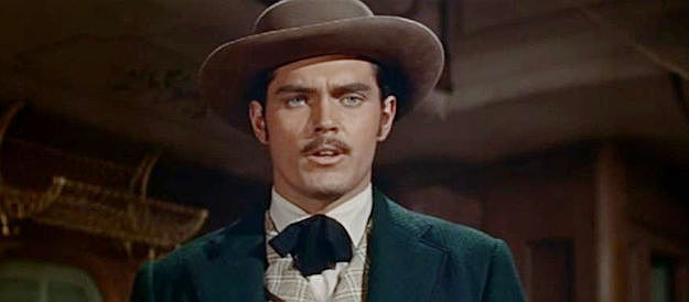 Jeffrey Hunter as William A. Fuller, the Southern railroad man determined to chase down a stolen locomotive in The Great Locomotive Chase (1956)