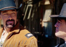 Alexander Nevsky as Max and Nick Baillie as Judge Ogburn, ready to work together to save Goldwood in The Wide West (2025)