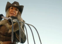 Cynthia Rothrock as Rose Jennings, demanding answers with a pitchfork in Black Creek (2024)