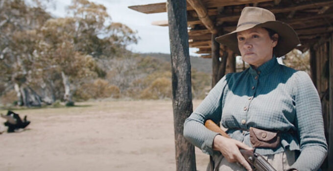 Leah Purcell as Molly Johnson, ready to defend her home and her children from all threats in The Legend of Molly Johnson (2021)