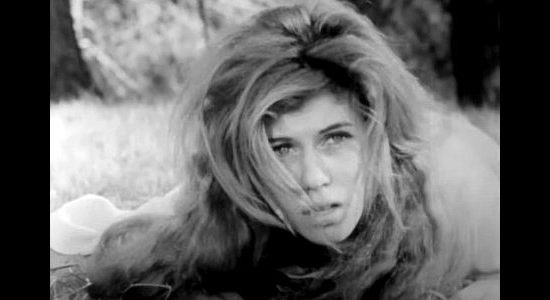 Linda Hawkins as the white woman, scrambling to safety once the talisman has been returned in The Talisman (1966)