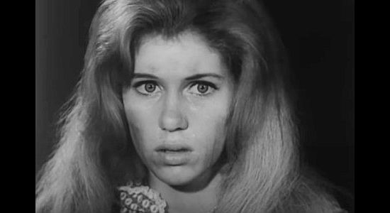 Linda Hawkins as the woman, fearful of the Cheyenne warrior's intent toward her in The Talisman (1966)