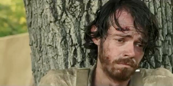 Christopher Gerse as Thomas Teller, dejected after falling into the hands of one of Eustus's men in Teller's Camp (2023)