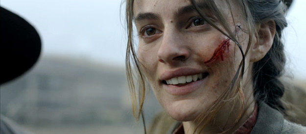 Diana Silvers as Dahlia Teller, mocking Constance Van Ness even as her captive in The Abandons (2025)