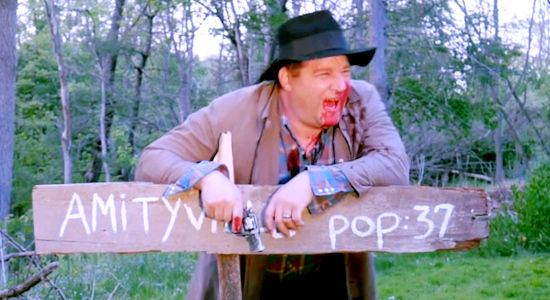 Noyes J. Lawton as outlaw Mathias Black, fleeing toward town after seeing 'the devil' in Once Upon a Time in Amityville (2024)