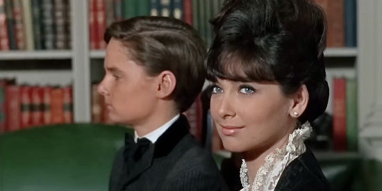 Suzanne Pleshette as Arabella Flagg with younger brother Jack (Bryan Russell), keeping an eye on Bullwhip Griffin in The Adventures of Bullwhip Griffin (1967)