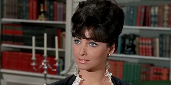 Suzanne Pleshette as Arabella Flagg, wondering what Bullwhip Griffin will do next in The Adventures of Bullwhip Griffin (1967)