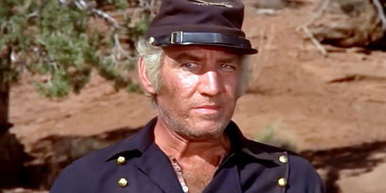 Morgan Woodward as Sgt. Raines, the man determined to capture Clint Keyes in One Little Indian (1973)