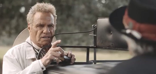 Martin Kove as the Preacher, trying to save a soul from the devil in A Gunfighter's Deal (2025)