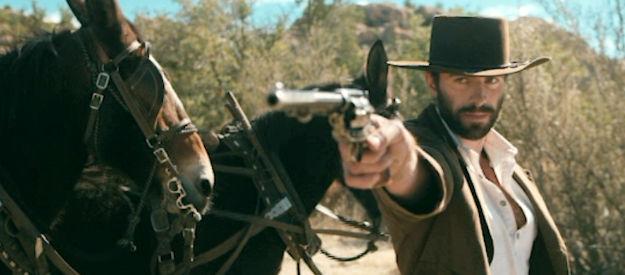 Myles Clohessy as Merrick Beckford, fed up with trouble from the outlaws in Frontier Crucible (2025)