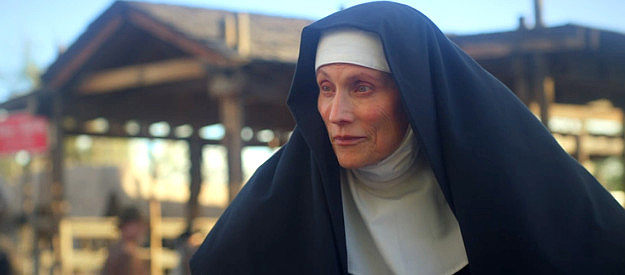 Nancy La Scala as Sister Luisa Cabrini, giving Marcus advice as he leaves the orphanage in Long Shadows (2025)