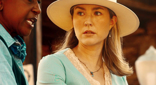 Amber Perley as Lottie, the runaway bride who moves in with Reina to avoid an arranged marriage in Reina of the West (2022)