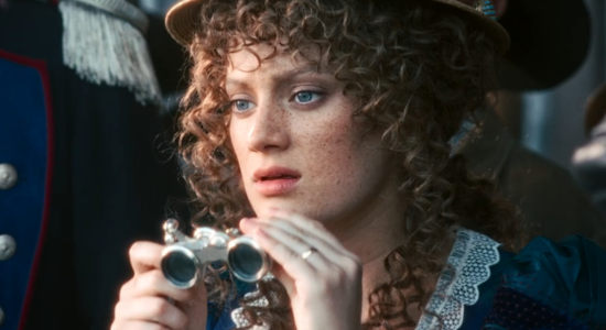 Nadia Tereskiewicz as Rosa watching Santino compete against the American cowboys in Heads or Tails (2025)