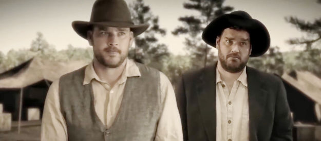 Peter Doroha and Stephen Doroha as the miners Jack Wyatt bets with in Jack Wyatt and the Gun from Hell (2021)