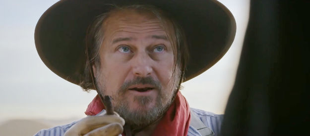 Tim Abell as Monty, the cowboy who's supposed to steal the prize money in Shooting Star (2022)