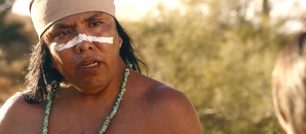 Victorio Pope as Taza, the Apache chief who has somehow managed to offer a $5,00 bounty on the killers of his son in Blood Totem (2026)