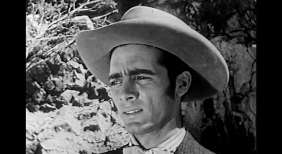Allen Windsor as Drew Macurda, one of the stage passengers in Scorching Fury (1952)