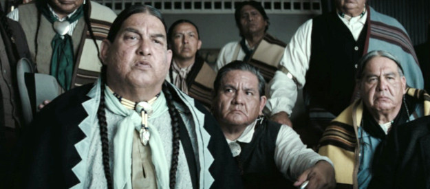 Everett Waller as Paul Red Eagles, demanding justice for the Osage Nation in Killers of the Flower Moon (2023)