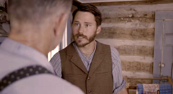 Maverick Malone as young Colt Williams, telling his dad he's enlisted to fight in the Civil War in The Whore and the Horseman (2025)